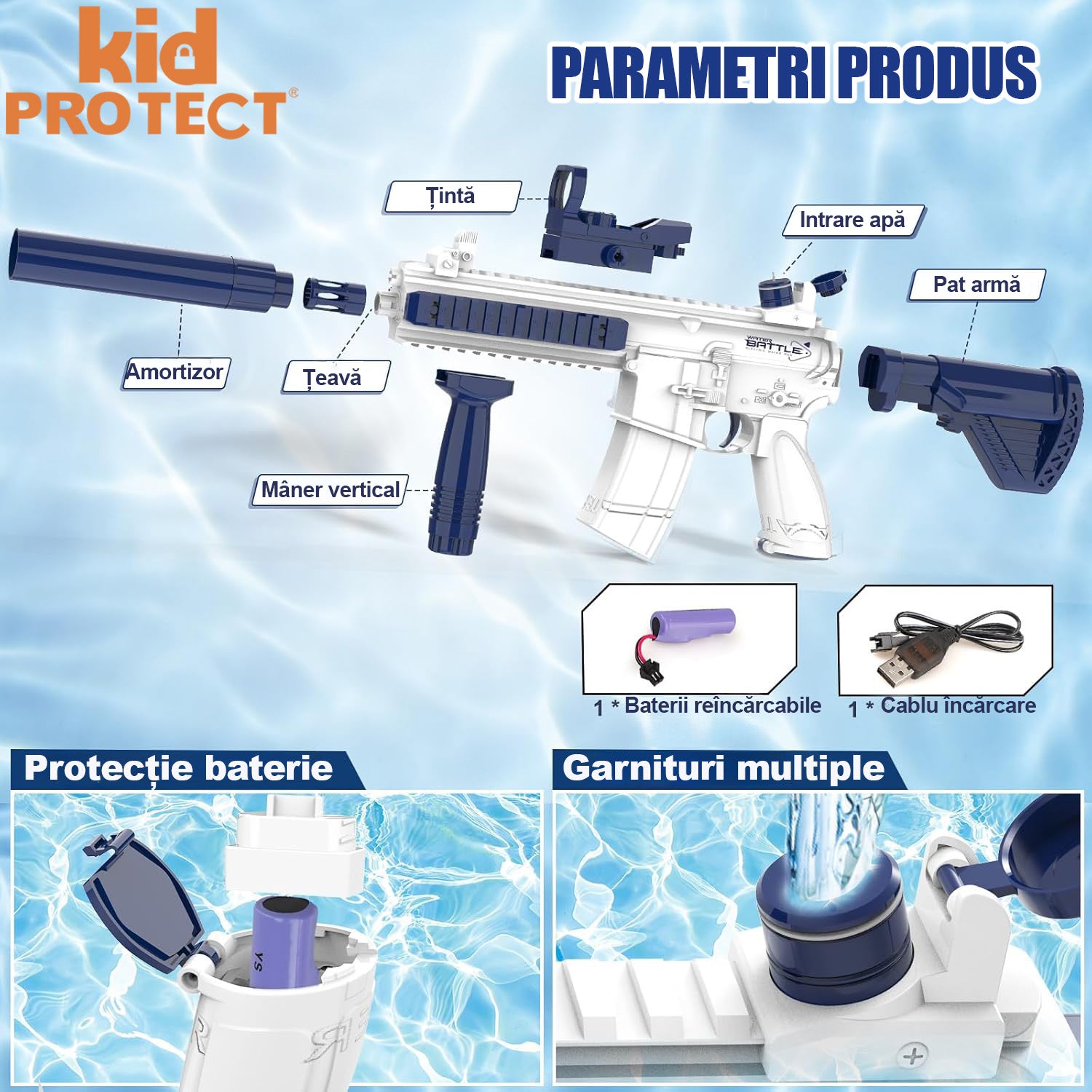 Pistol cu Apa Electric KidProtect WaterRaptor Pistol cu Apa Electric KidProtect WaterRaptor